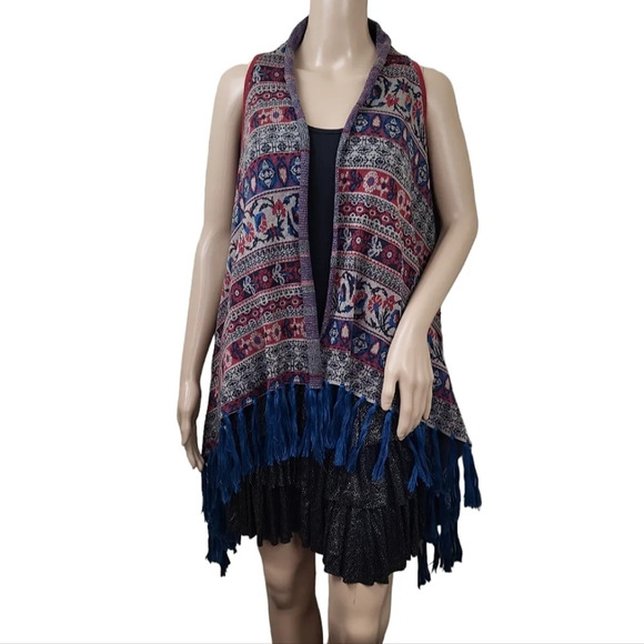 Flying Tomato Boho Fringe Sweater Vest - Picture 1 of 4